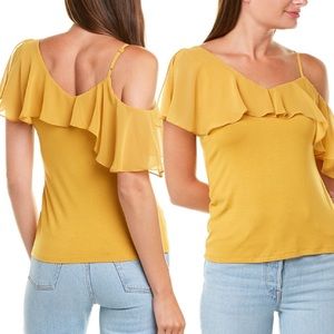 Vince Camuto Ruffled One Shoulder Yellow Blouse XL